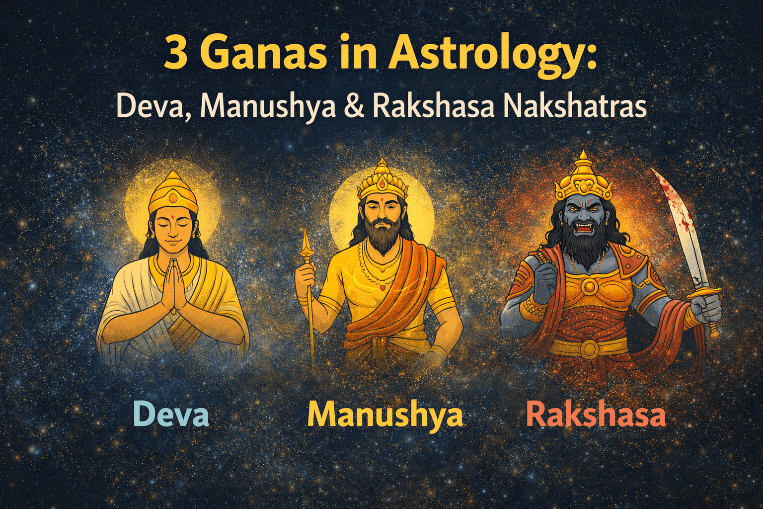 The 3 Ganas in Vedic Astrology: Deva, Manushya & Rakshasa Explained